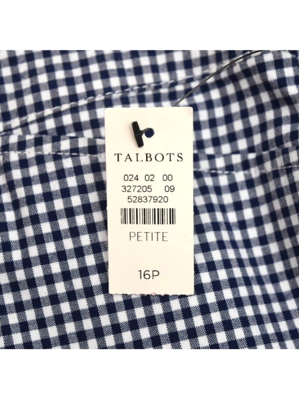 Talbots Perfect Crops Pants Womens 16P Sunrise Gingham Navy Blue White Cropped - Picture 6 of 10